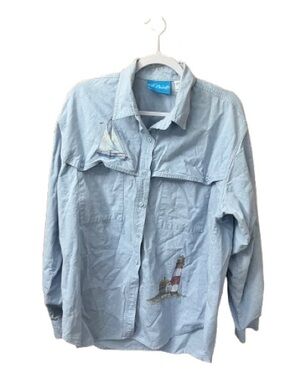 Vintage Ol’Paint Coastal Theme Button Down